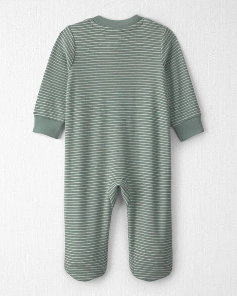 Baby Organic Cotton Ribbed Sleep & Play Pajamas in Stripes | Lttle Planet