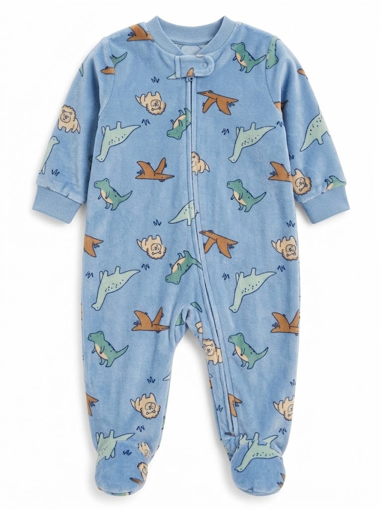 Mameluco Afelpado Estampado de Dinosaurios y Leones (Azul) | carter's