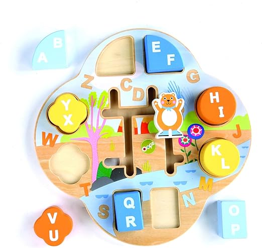 OOPS® My Alphabet Blocks, bloques educativos de actividades de madera para niños pequeños con el personaje de oso OOPS®