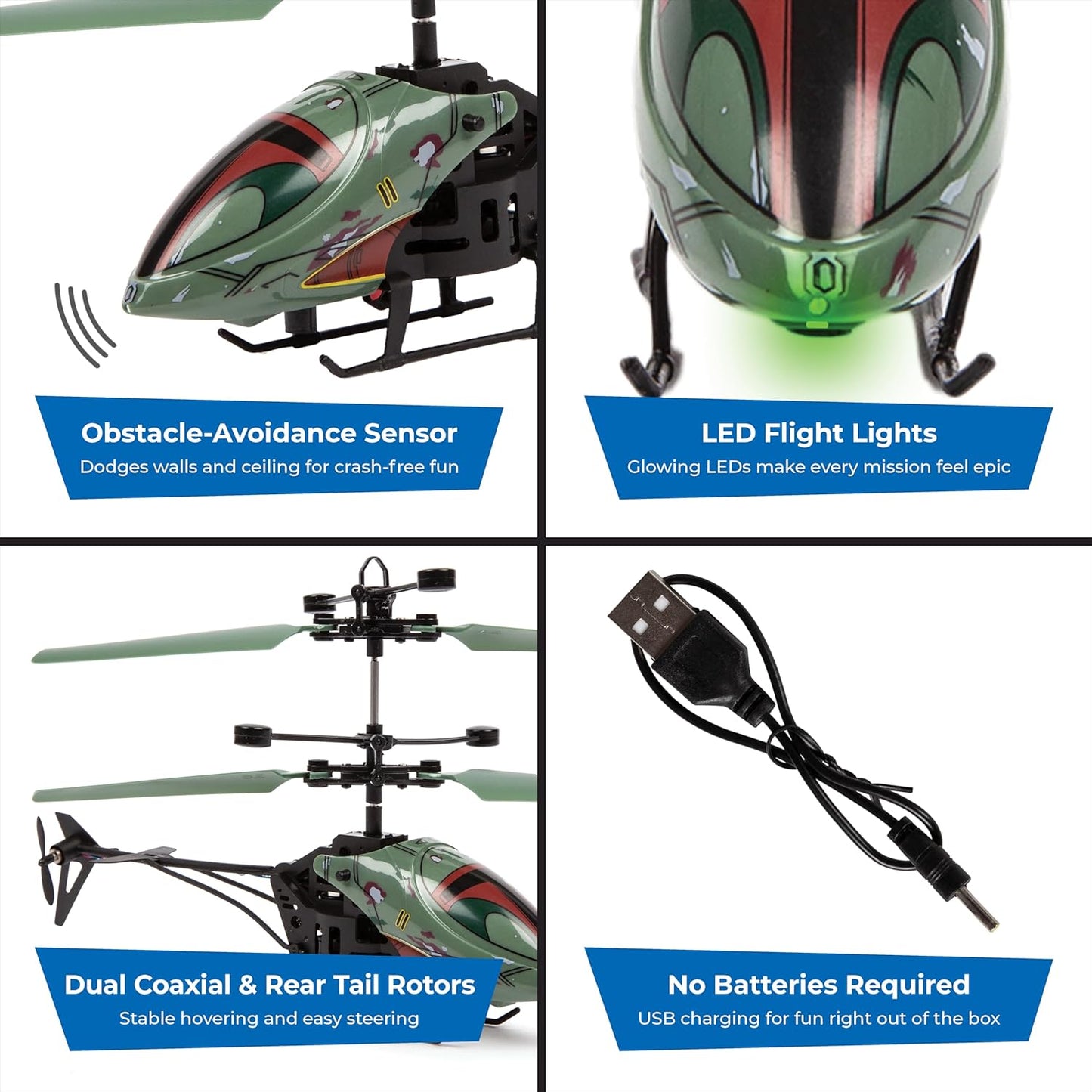 Helicóptero de detección de movimiento infrarrojo Boba Fett de Star Wars