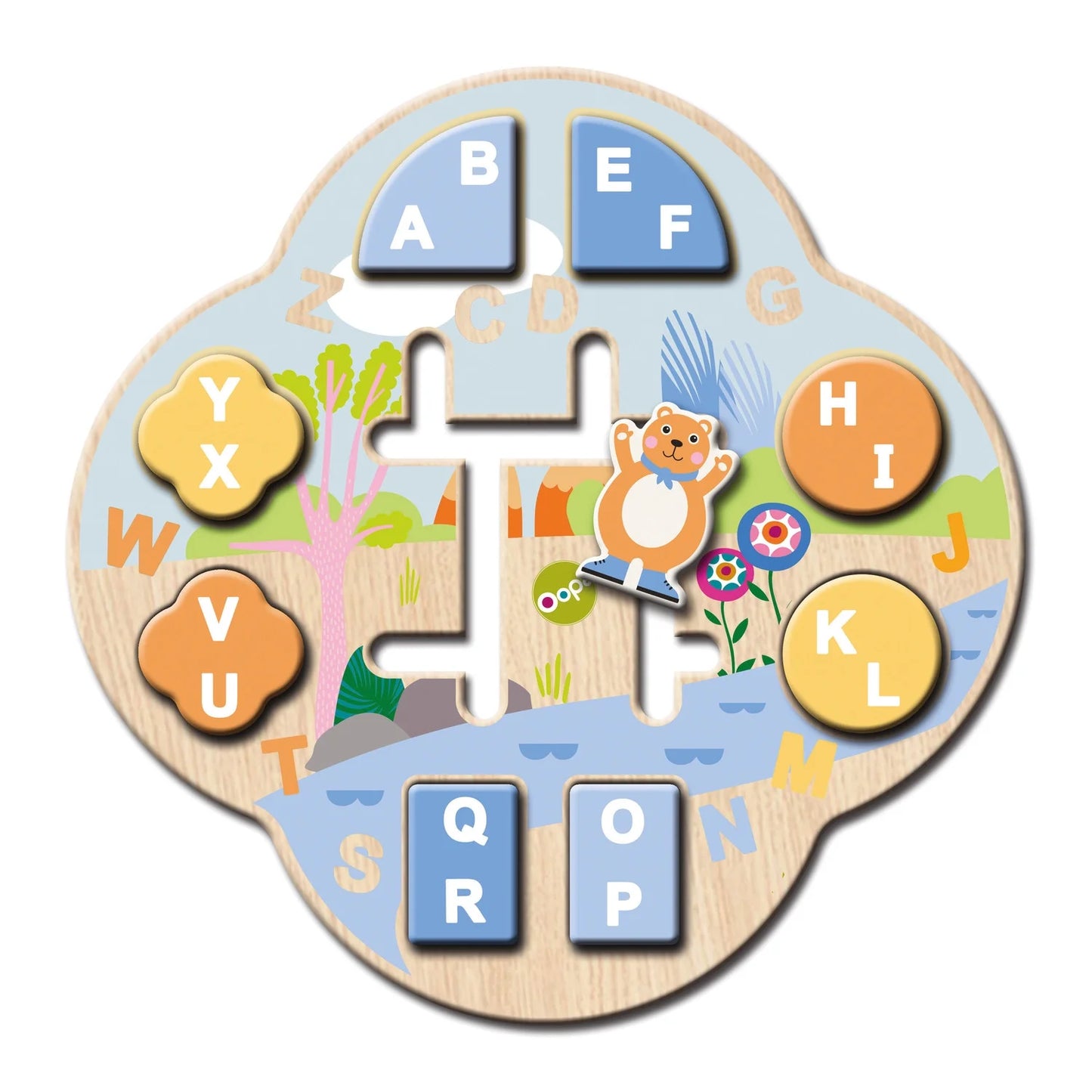 OOPS® My Alphabet Blocks, bloques educativos de actividades de madera para niños pequeños con el personaje de oso OOPS®