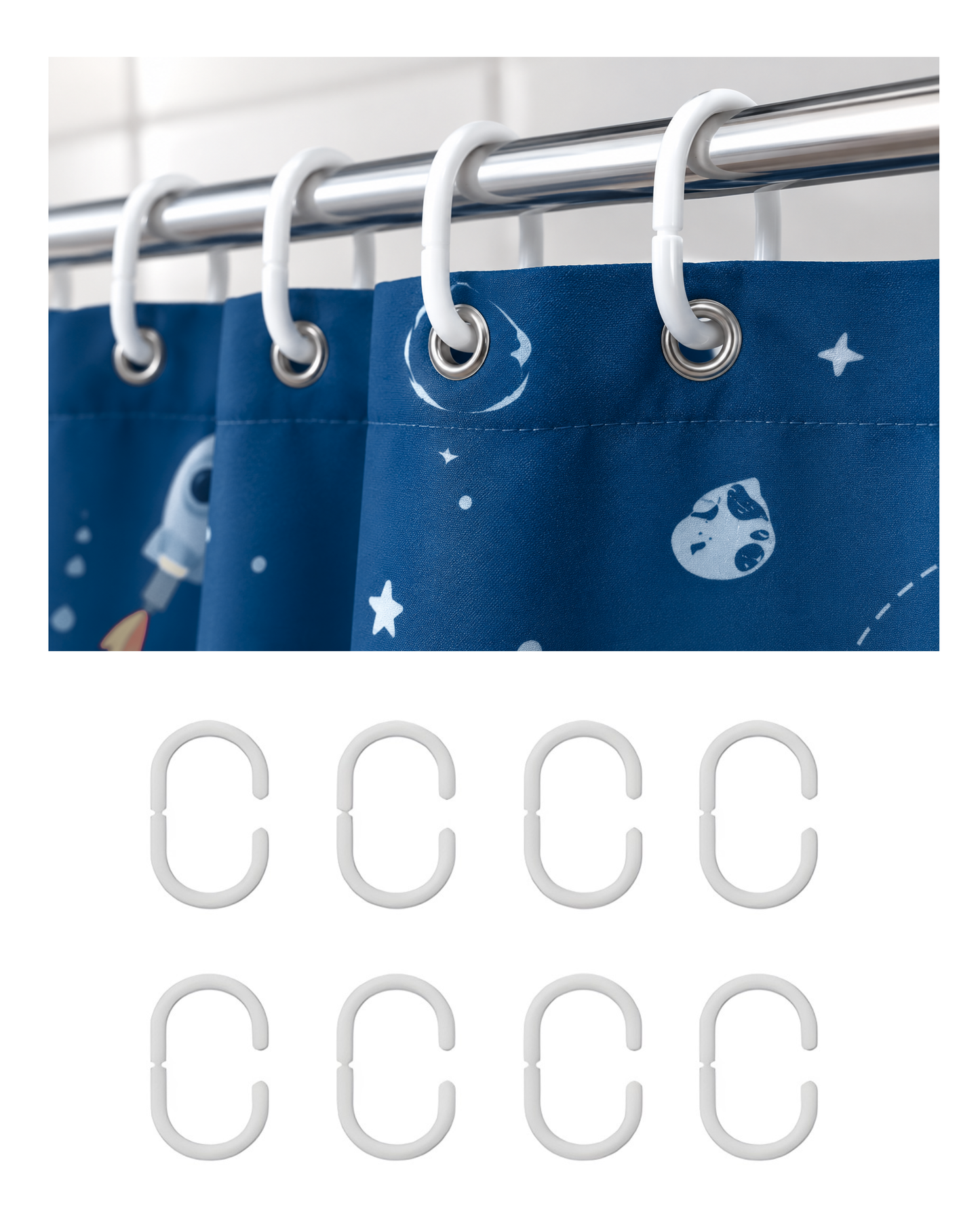 Cortinas Azules del Espacio para Baño