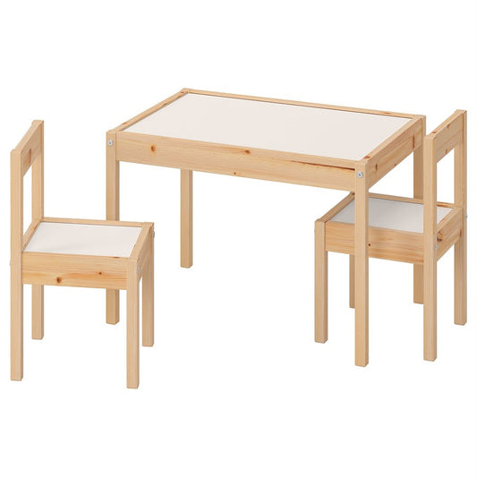 Mesa para niños con 2 sillas, blanco/pino