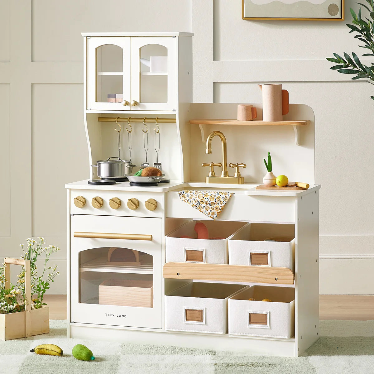 Cocina de Juguete de Madera con Espacio de Almacenamiento| Tiny Land
