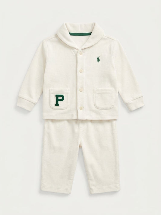 Conjunto de Cárdigan y Pantalón de Algodón Ralph Lauren | Crema