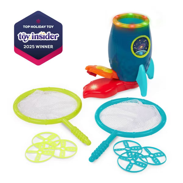 Lanzador de discos voladores con pedal de B. Toys