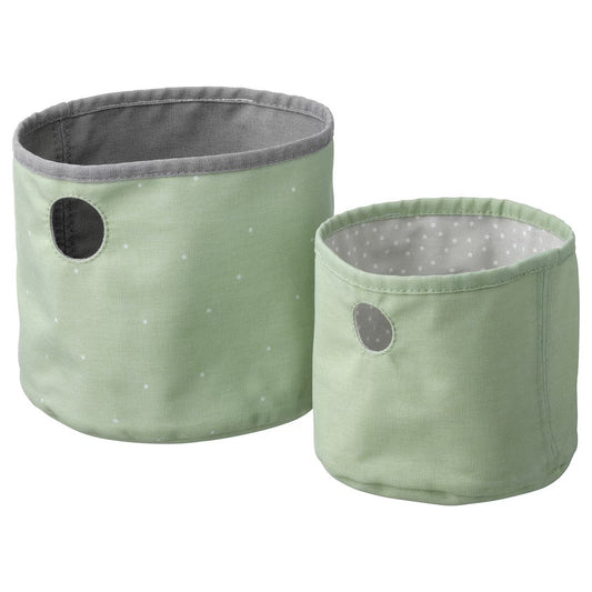 Set de 2 Canastas Organizadoras | Verde y Gris | Doble Uso