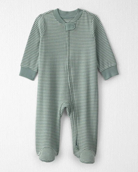 Baby Organic Cotton Ribbed Sleep & Play Pajamas in Stripes | Lttle Planet